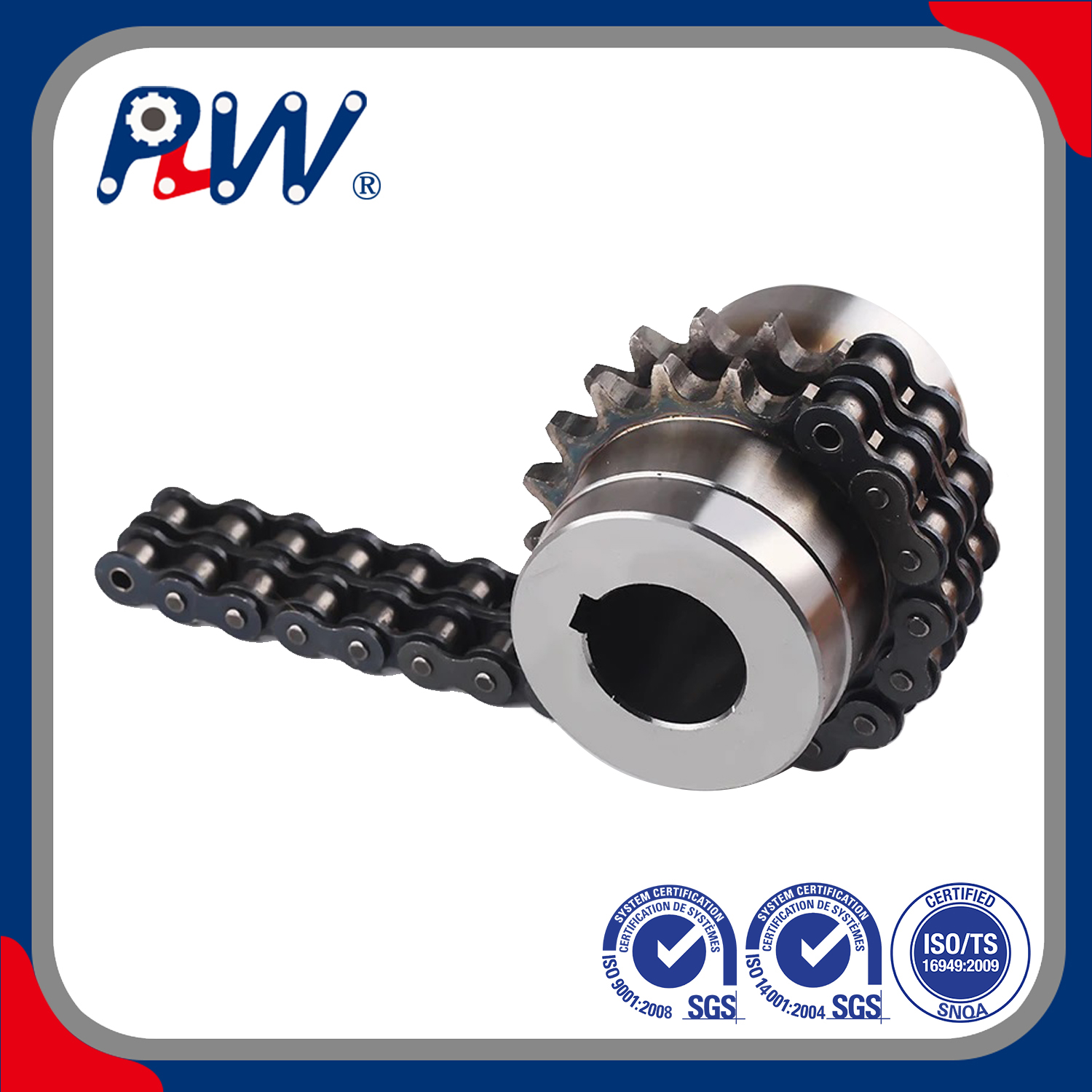 Acoplamiento de cadena con recubrimiento electroforético estándar ISO (6016, 8012) con cadena y rueda dentada