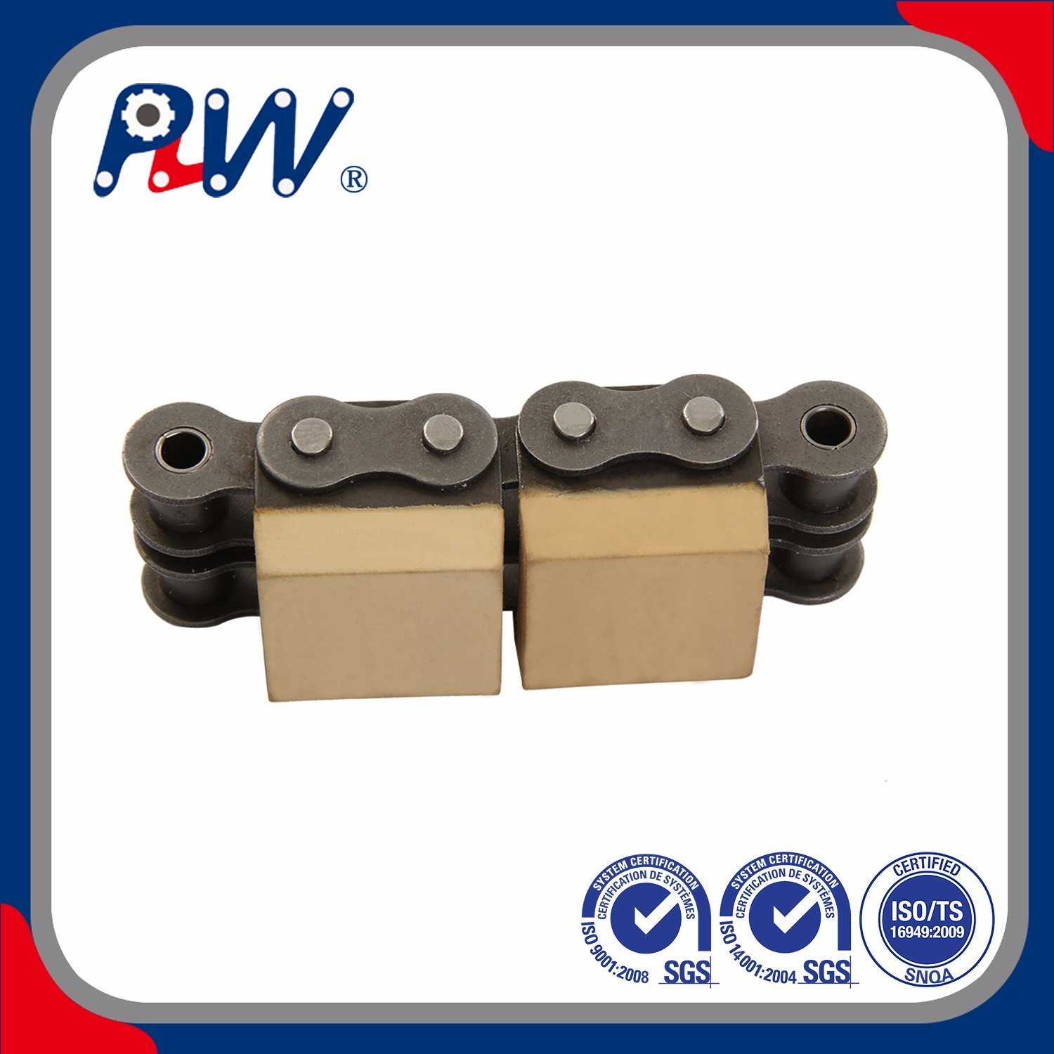 Cadena de rodillos con perfiles de elastómero vulcanizado Cadena transportadora C08B-G1