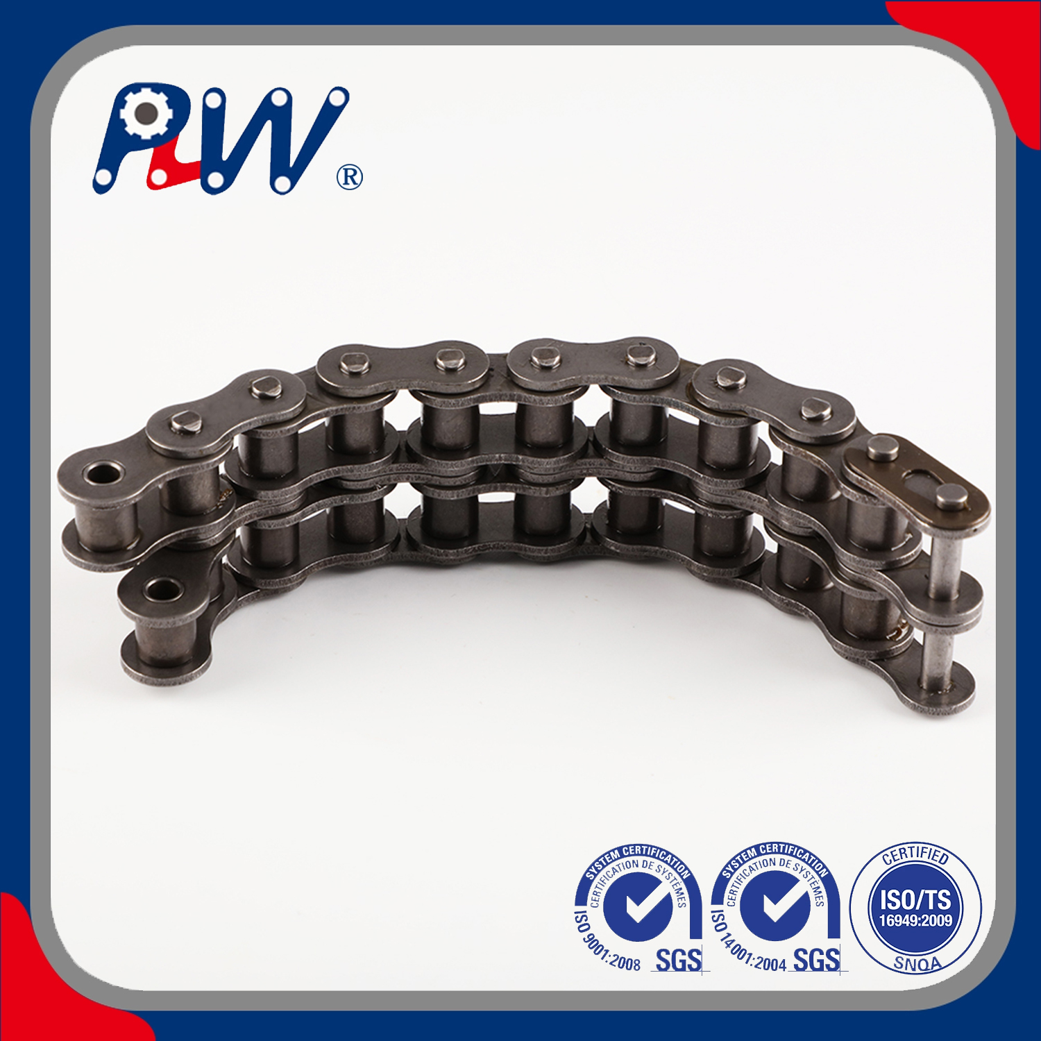 Cadenas de rodillo de rodillo de precisión de tono corto (serie B) cadenas de rodillos dúplex